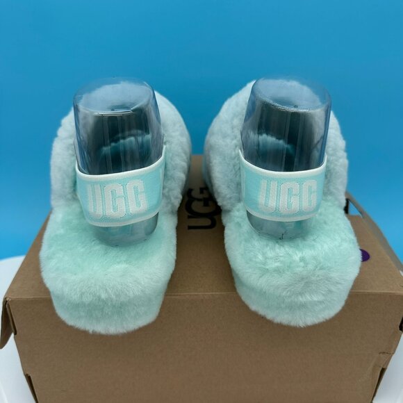 UGG‎ Women's Fluff Yeah Wavy Slide Sheepskin Slipper Sandals, Size 8, Sky Blue - Picture 7 of 12